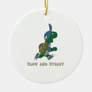 Slow and Steady, Running Turtle Ceramic Ornament