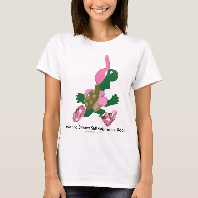 Slow and Steady running turtle T-Shirt (Front)