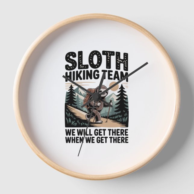 Slow and Steady Sloth Hiking Team Clock (Front)
