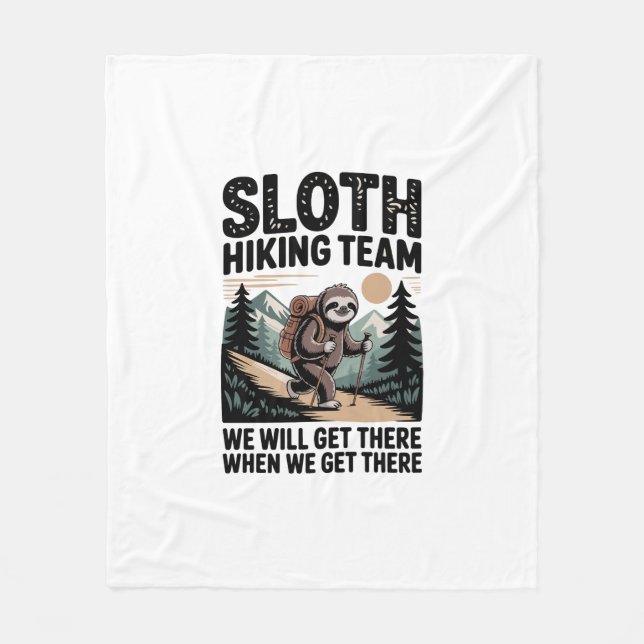 Slow and Steady Sloth Hiking Team Fleece Blanket (Front)