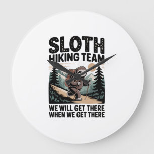 Slow and Steady Sloth Hiking Team Large Clock