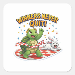 Slow and Steady Wins Motivational Turtle Square Sticker