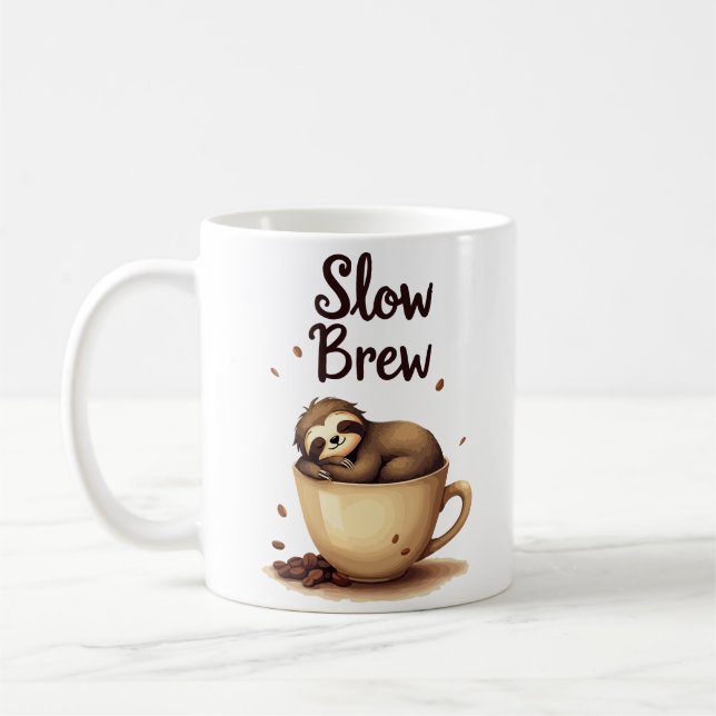 Slow Brew Coffee Sloth Mug (Left)