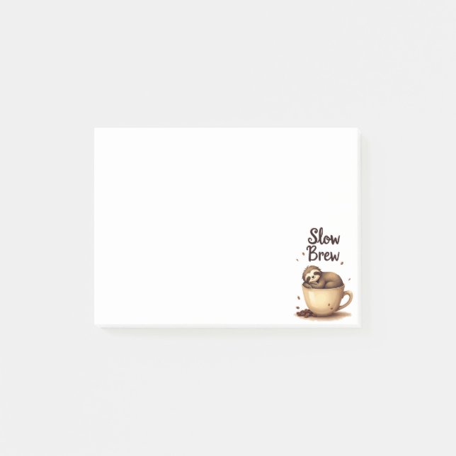 Slow Brew Coffee Sloth Post-it Notes (Front)