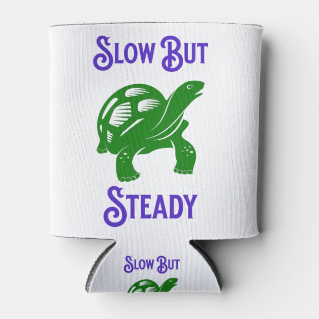 Slow but Steady Funny Turtle Can Cooler (Front)