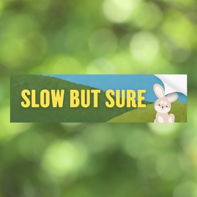 Slow But Sure Bunny Motivational Bumper Sticker (Creator Uploaded)