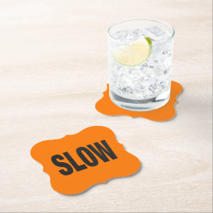 Slow Caution Sign  Paper Coaster