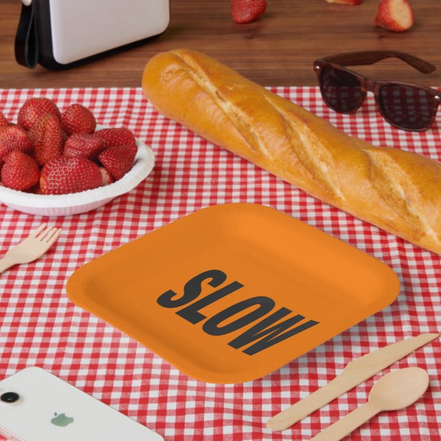 Slow Caution Sign  Paper Plate (Picnic)