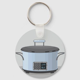 Slow cooking crock pot vector key ring