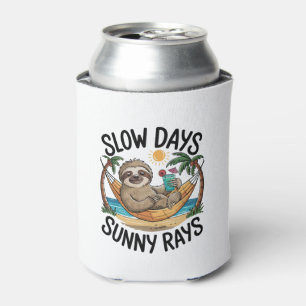 Slow Days Sunny Vibes Sloth Hammock Trop Can Cooler