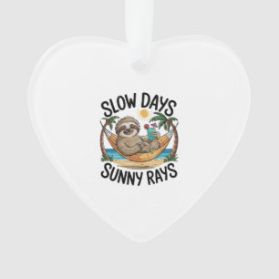 Slow Days Sunny Vibes Sloth Hammock Trop Ornament