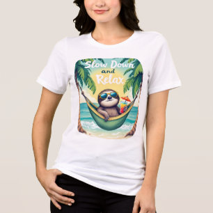 Slow Down and Relax Sloth Tri-Blend Shirt