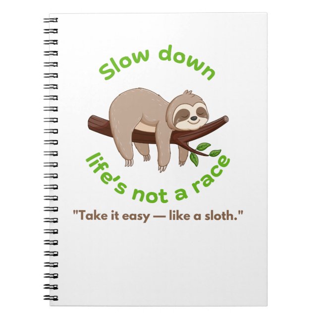 Slow Down – Sloth Graphic Tee & Gift Notebook (Front)