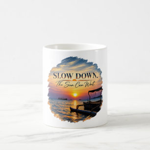 Slow Down The Sun Can Wait Peaceful Sunset Art Coffee Mug