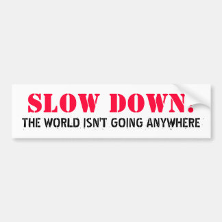SLOW DOWN!, THE WORLD ISN'T GOING ANYWHERE BUMPER STICKER