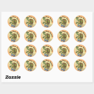 Slow Down, Turtle Fast Cute Running Terrapin Classic Round Sticker