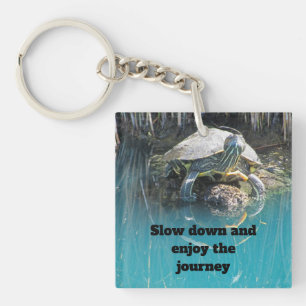 Slow Down Turtle Photo Enjoy Journey Animal Key Ring