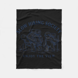Slow hiking society enjoy the view sloth turtle fleece blanket