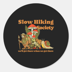 Slow hiking society sloth snail turtle funny classic round sticker
