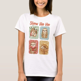 Slow Ho Ho Funny Sloth Design T-Shirt