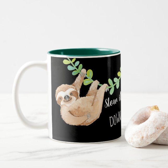 Slow It Down Sloth Coffee Mug (With Donut)