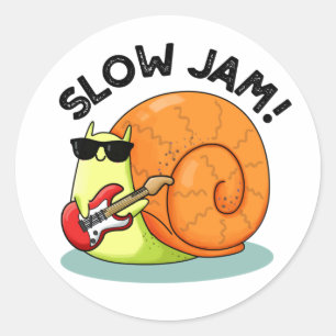 Slow Jam Funny Music Snail Pun  Classic Round Sticker