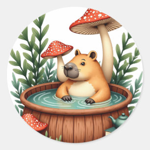Slow Living Capybara Hot Spring Poetry Sticker