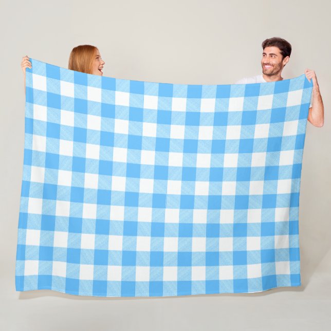 Slow-Living Summer Sky Check Fleece Blanket (In Situ)