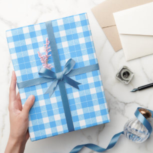 Slow-Living Summer Sky Check Wrapping Paper