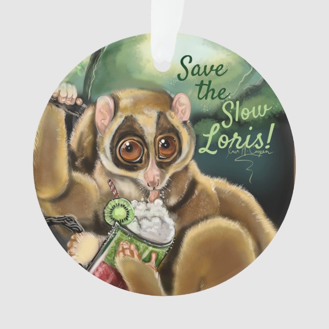 Slow Loris Smoothie Ornament (Front)