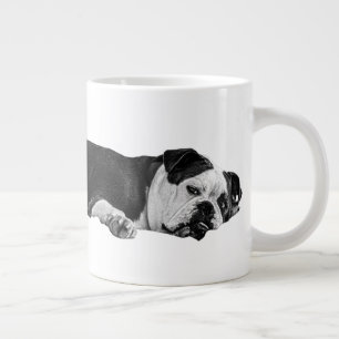 Slow Morning, Lazy Bulldog Large Coffee Mug