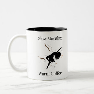 Slow Morning Warm Coffee Silhouette Art Two-Tone Coffee Mug