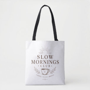 Slow Mornings Club Cosy Aesthetic Coffee Design Tote Bag