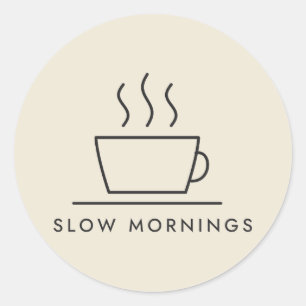 Slow Mornings Coffee Line Drawing Classic Round Sticker