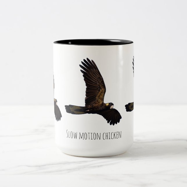 Slow motion chicken Two-Tone coffee mug (Center)