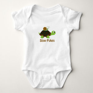 Slow Pokes Cute Turtle and Snail Baby Bodysuit