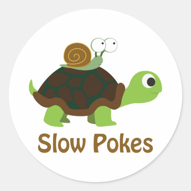 Slow Pokes - Cute Turtle and Snail Classic Round Sticker (Front)