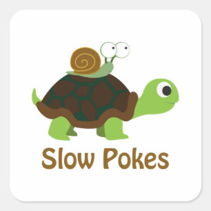 Slow Pokes Cute Turtle and Snail Square Sticker