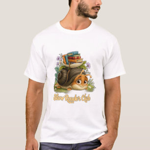 Slow Reader Club Cute Snail With Books T-Shirt