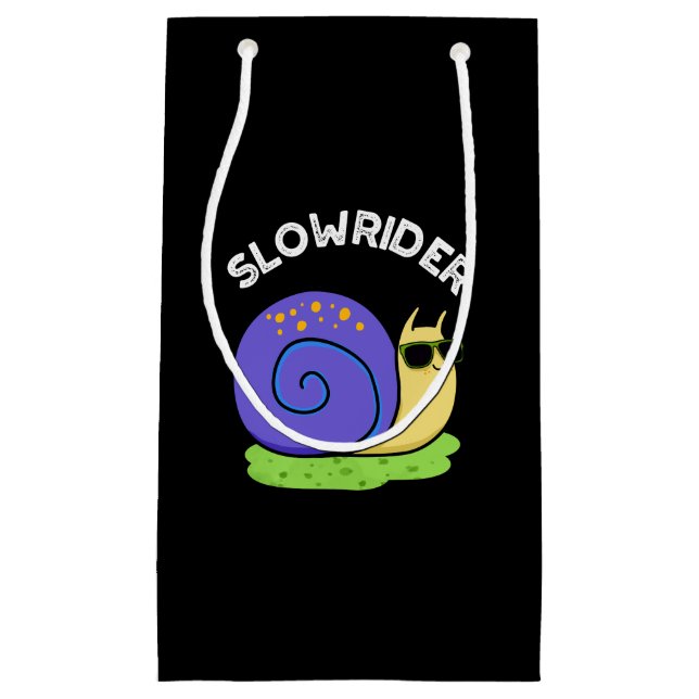 Slow Rider Funny Low Rider Snail Pun Dark BG Small Gift Bag (Front)