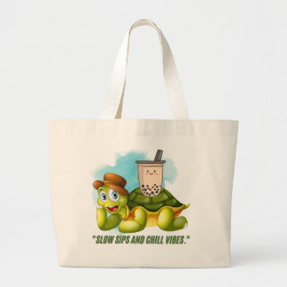SLOW SIPS AND CHILL VIBES  LARGE TOTE BAG