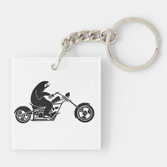 Slow Sloth On A Fast Bike Key Ring (Back)