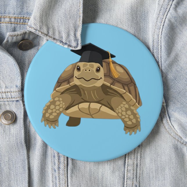 Slow Steady Grad Pin - Tortoise Custom Button (In Situ)