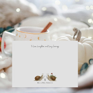 Slow & Steady Snail Wedding Bride & Groom Card