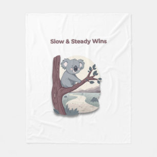 **"Slow & Steady Wins – Motivational Cute Koala "* Fleece Blanket