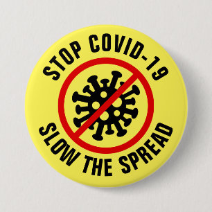 Slow The Spread Stop Covid 19 Corona Virus 7.5 Cm Round Badge