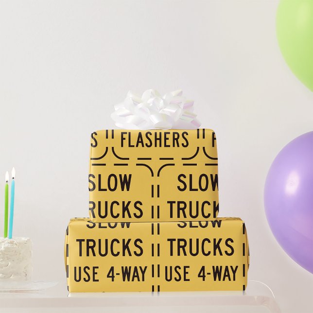 Slow Trucks Road Sign Wrapping Paper (Creator Uploaded)