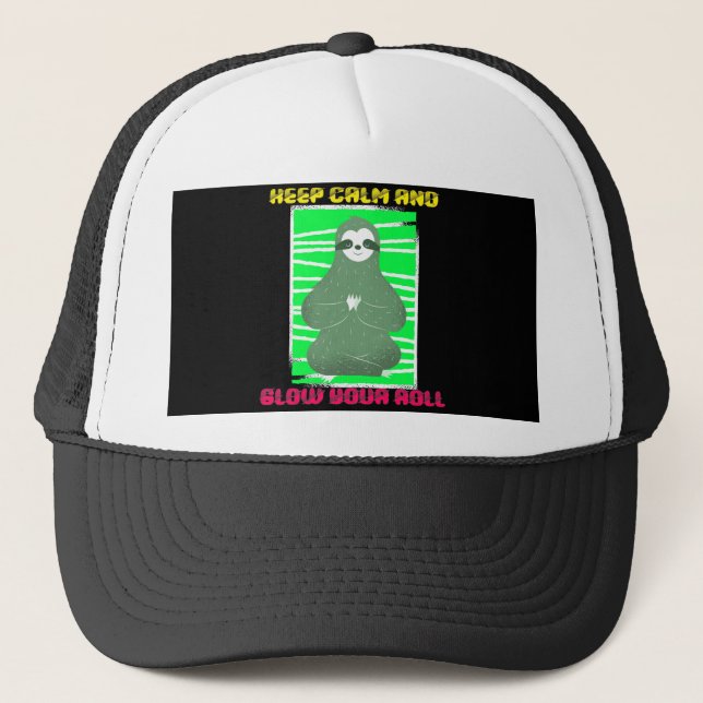 Slow Your Roll Funny Sloth Yoga Posing Trucker Hat (Front)