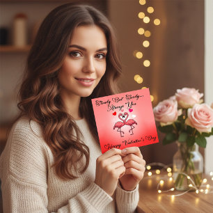 Slowly But Surely Always You Flamingo Love Heart Holiday Card