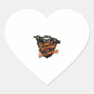 Slowly Creeping This Halloween - Creepy Sloth Clas Heart Sticker